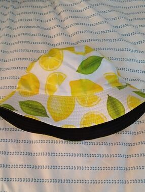 Kids Lemon Print Sun Hat - Yellow & Green